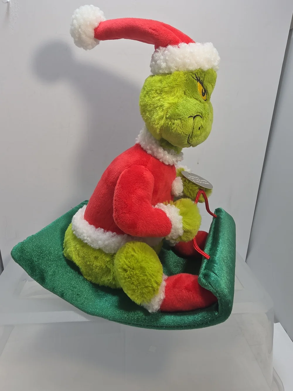 2024 Hallmark Sledding Grinch Animated Plush Sound & Motion Christmas Decor (Z4)